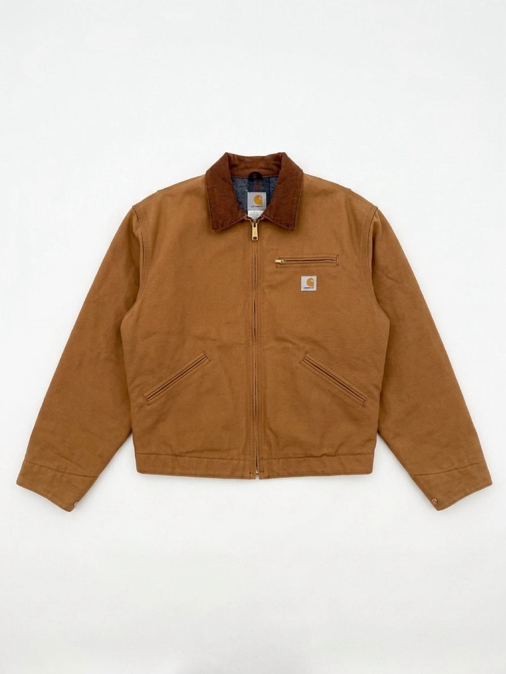 Vintage Carhartt J01 Brown Firm Duck Blanket Lined Detroit Work Jacket Size 56R